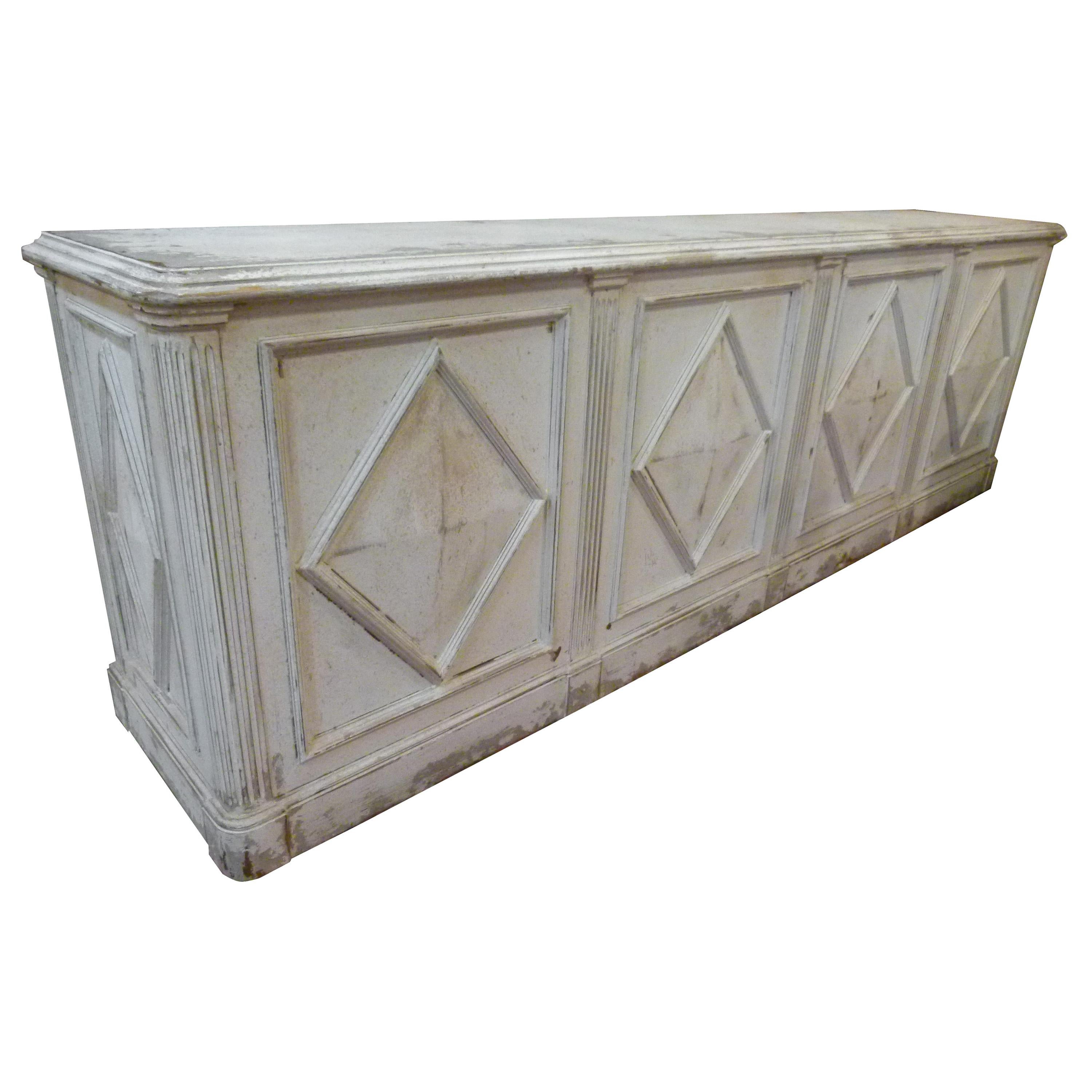 20th Century Vintage White Patinated Spanish Pharmacy Counter