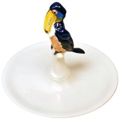 Antique Meissen Guianan Toucanet on Bowl Model A 204 by Paul Walther Made, circa 1910