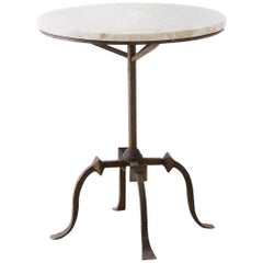 Gothic Revival Style Iron and Marble Drinks Table