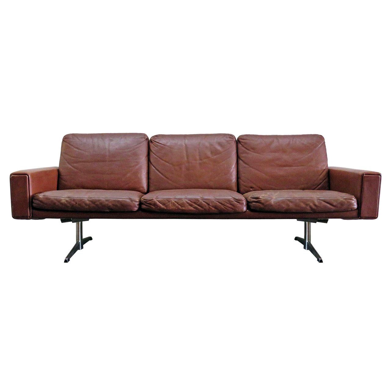 Danish 3-Seat Leather Sofa, 1960