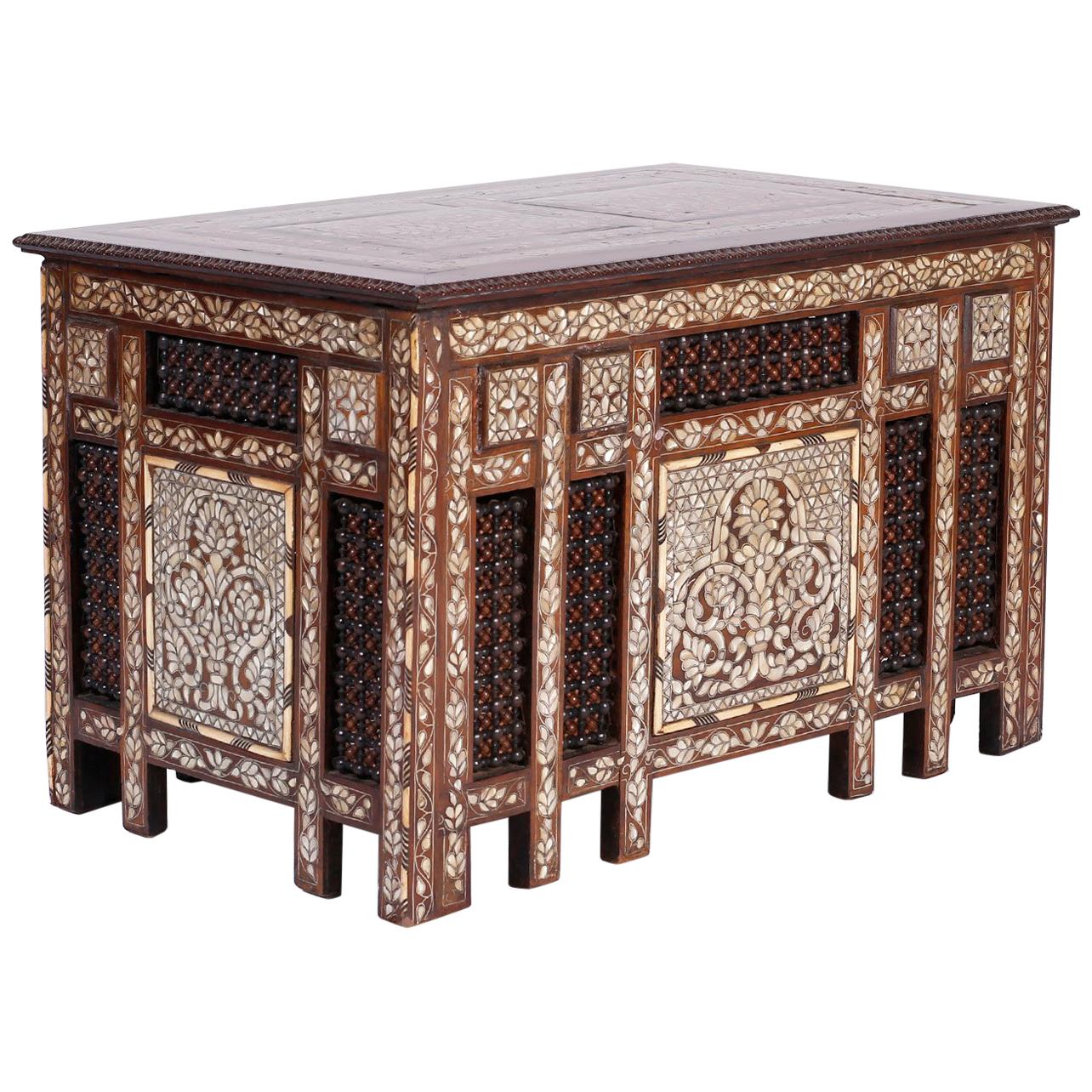Anglo-Indian or Syrian Rectangular Inlaid Coffee Table