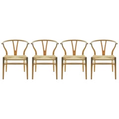 Set of 4 Hans Wegner CH24 Wishbone Chairs for Carl Hansen
