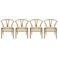 Set of 4 Hans Wegner CH24 Wishbone Chairs for Carl Hansen