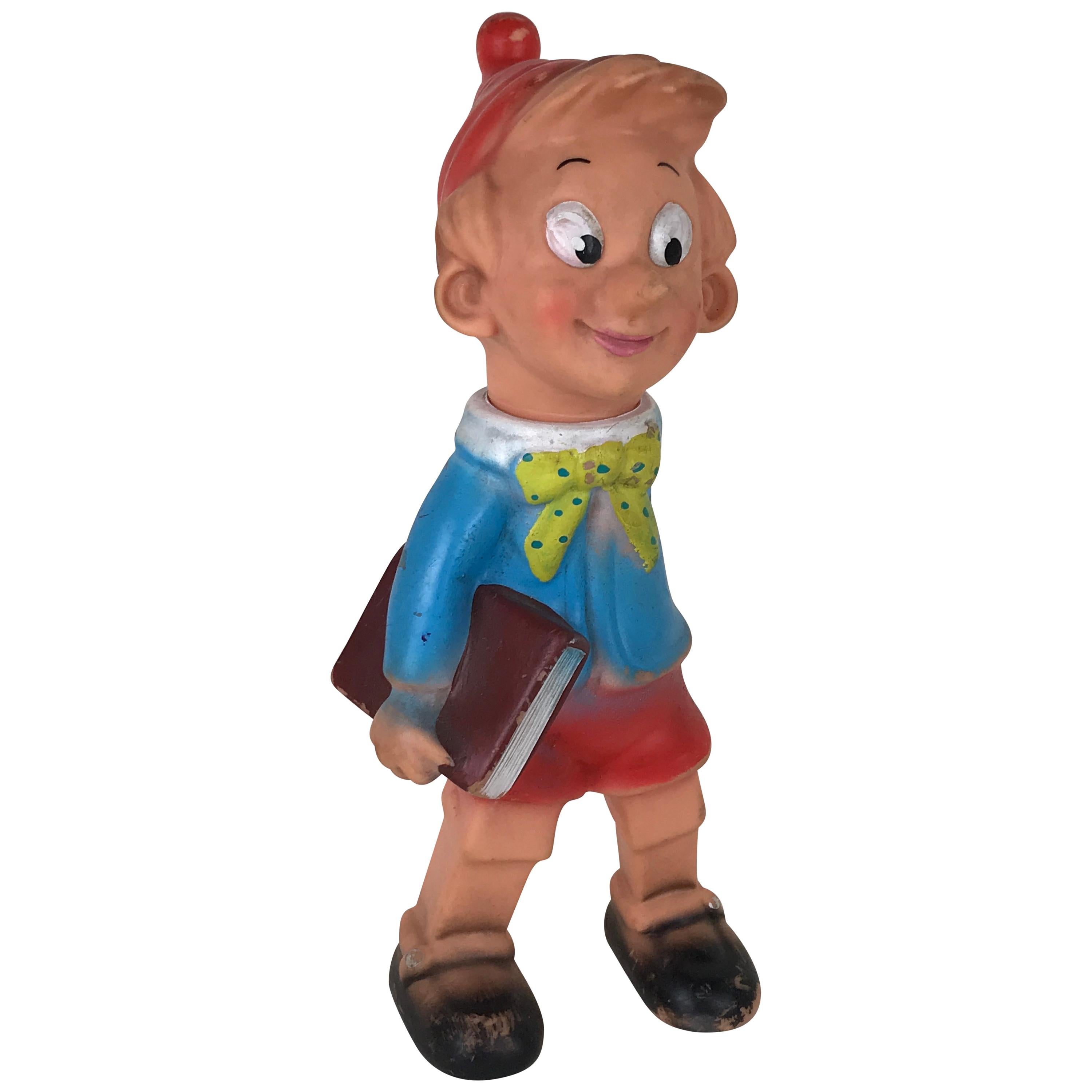 1960s Vintage Italian Pinocchio Rubber Squeak Toy Made by Rubbertoys For Sale