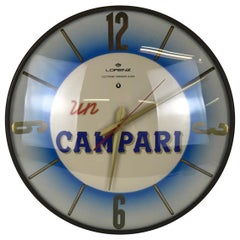 1970s Rare Un Campari Logo Advertising Clock Made by Italian Watchmaker Lorenz