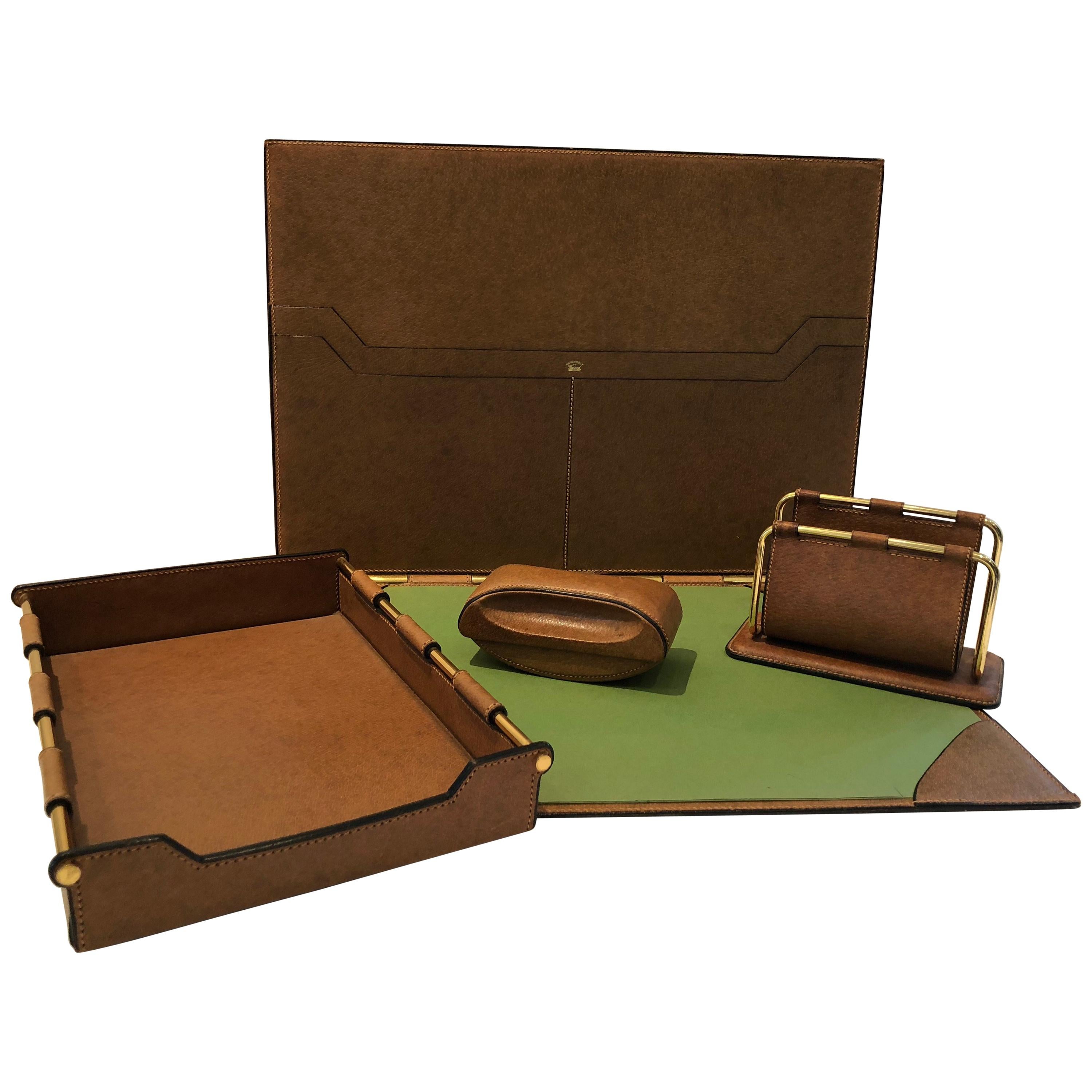 Luxurious Vintage Gucci Leather 4-Piece Desk Set