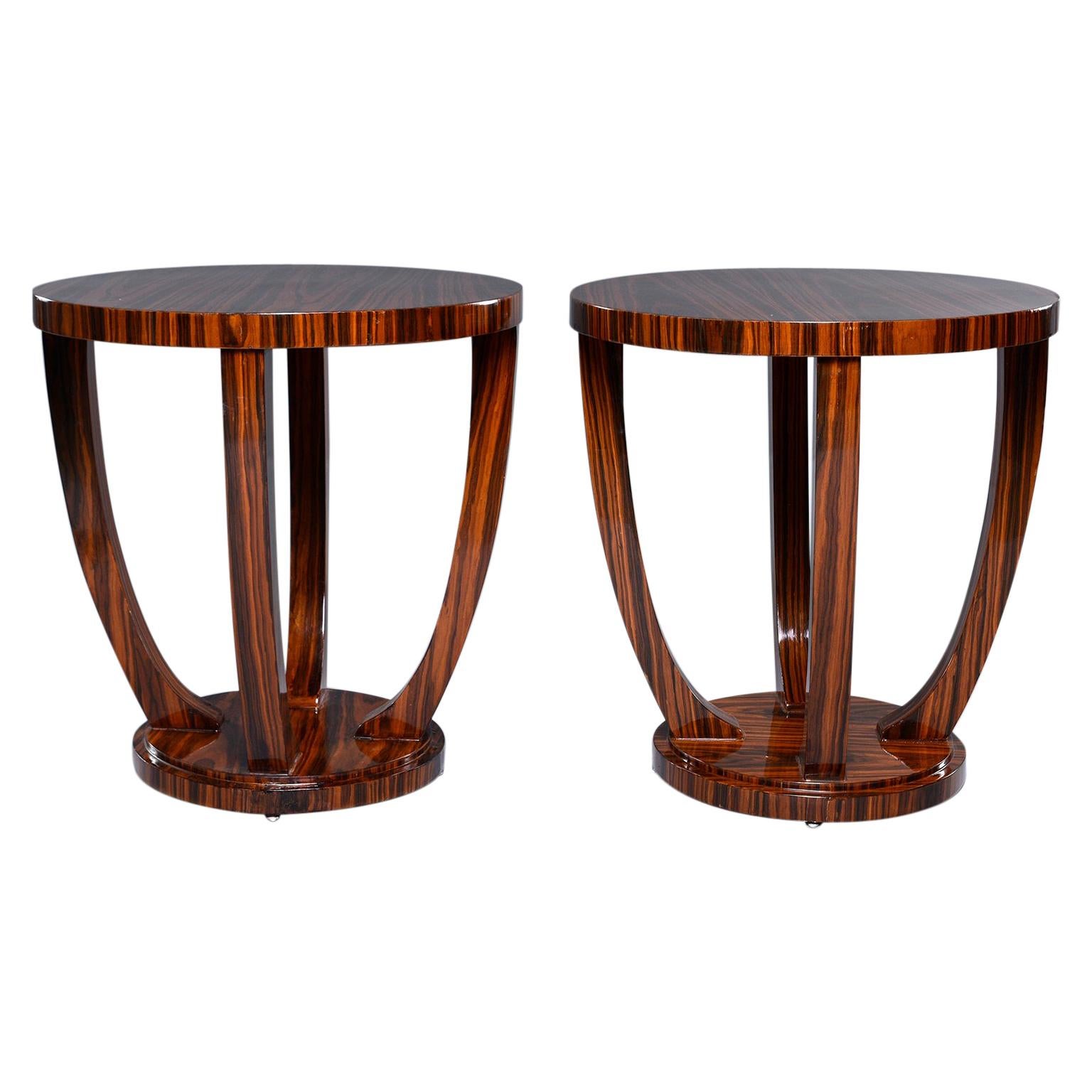 Pair of Art Deco Style Palisander Round Side Tables