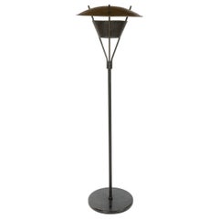 1950s Black Enameled Steel & Brass Floor Lamp by Gerald Thurston for Lightolier