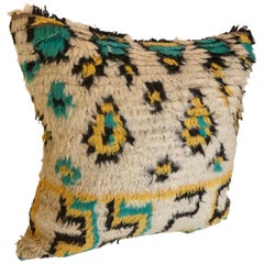 Custom Pillow by Maison Suzanne, Cut from a Vintage Wool Moroccan Azilal Rug