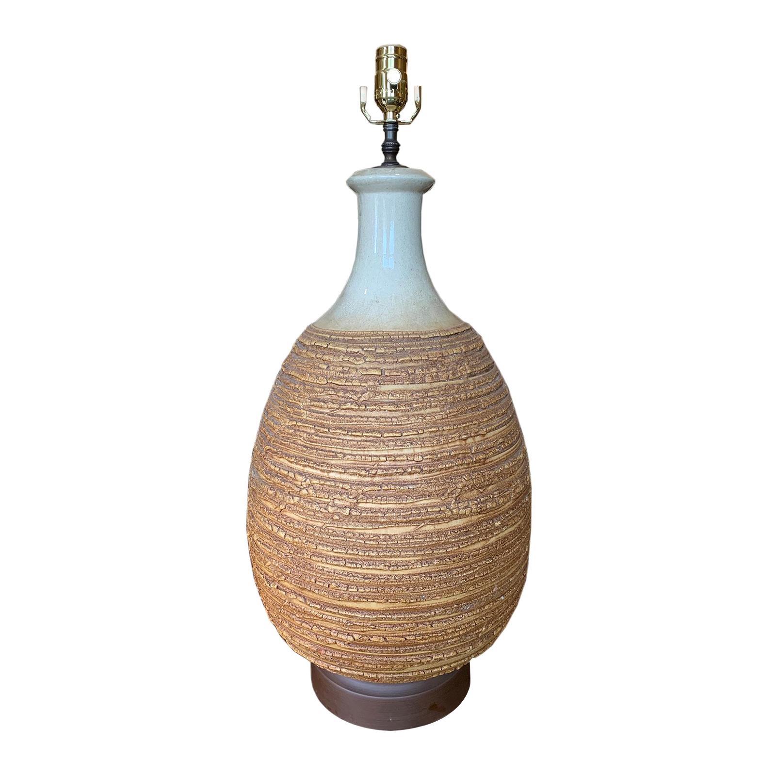 Mid-20th Century Pottery Lamp For Sale