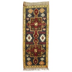 Dark Colorful Vintage Anatolian Mat Rug