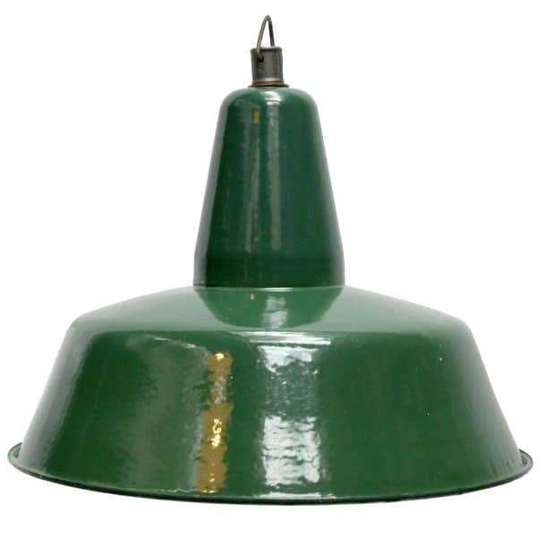 Vintage Industrial Green Enamel Industrial Pendant Lights at 1stDibs ...