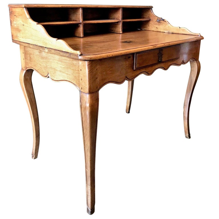 Antique Bureau Desk in Walnut Cartonnier Writing Office Table Provencal  Rustic For Sale at 1stDibs