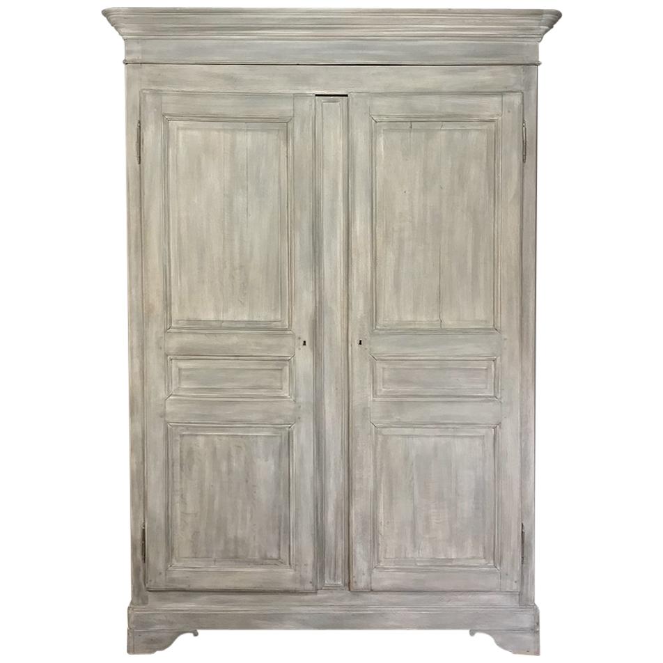 19th Century French Louis Philippe Painted Cherrywood Armoire