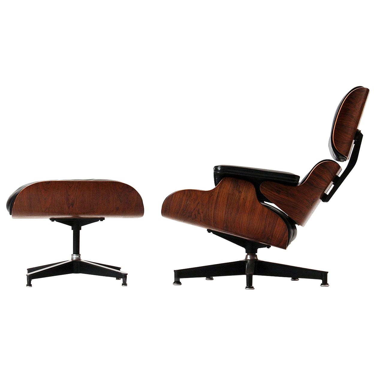 Early Special Order Green Leather Rosewood Eames Lounge Chair and