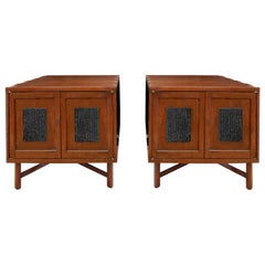 Edward Wormley Unique End Tables with Antique Japanese Printing Blocks, 1957