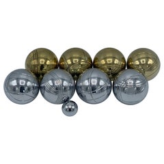 1960s Italian Brass and Chrome Bocce Ball Set, 9 Pieces