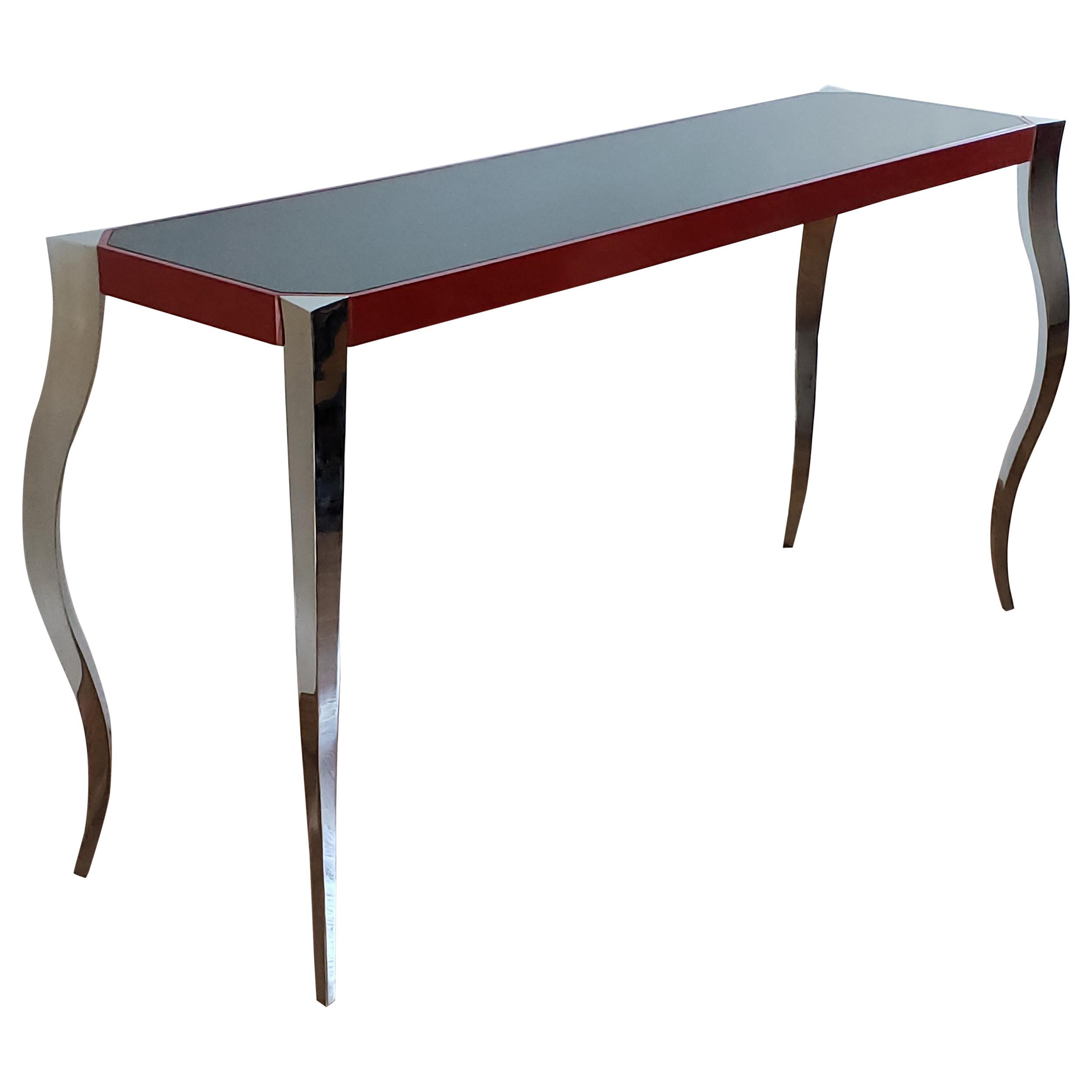 Forged Stainless and Painted Steel Console by Curtis Norton For Sale