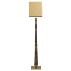 Modernist series Floor Lamp in Mica and Brass