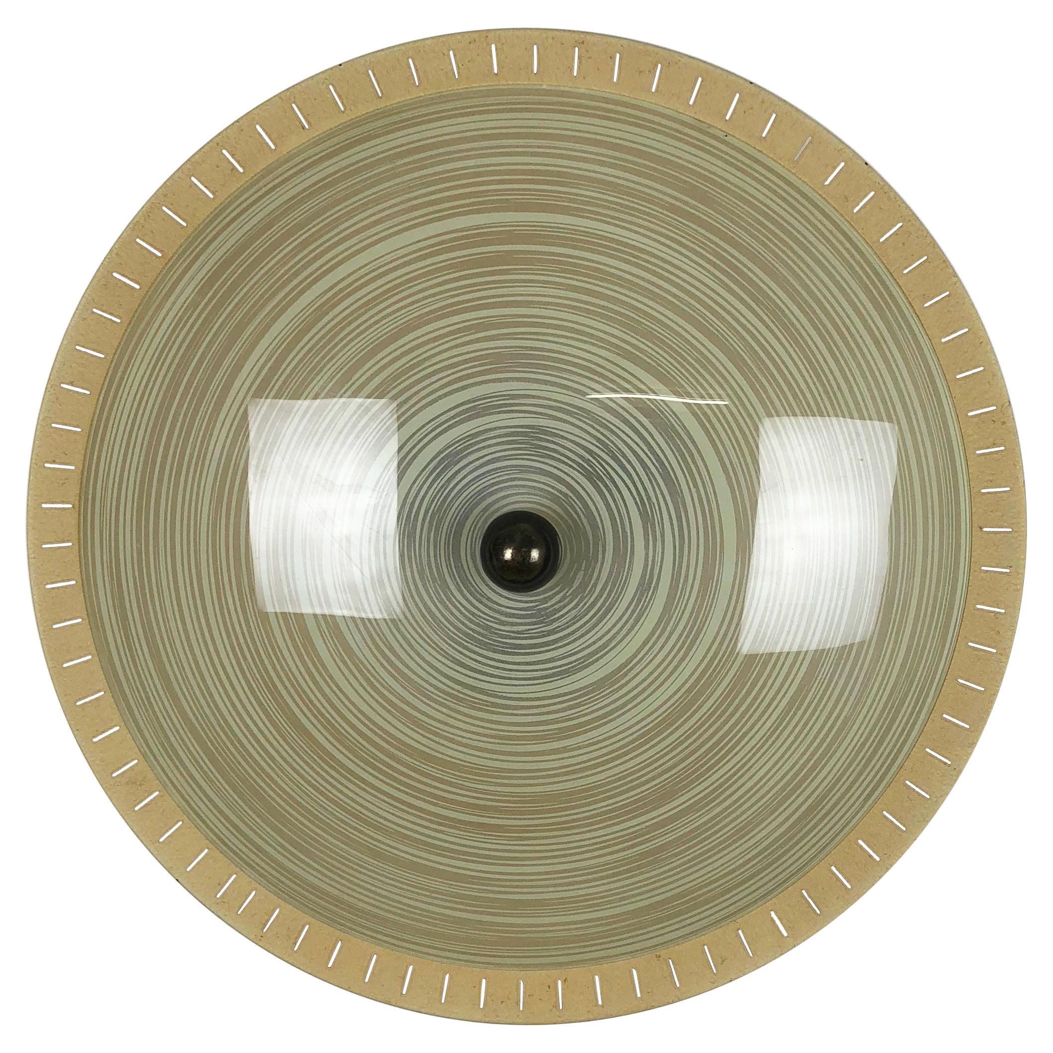 large 55cm Modernist wall light flush mount disc STILNOVO Style, Italy 1950s For Sale