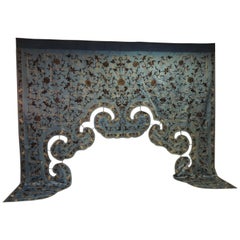 Late 19 Century Imperial Gold and Black Embroidered Asian Portiere/Wall Hanging
