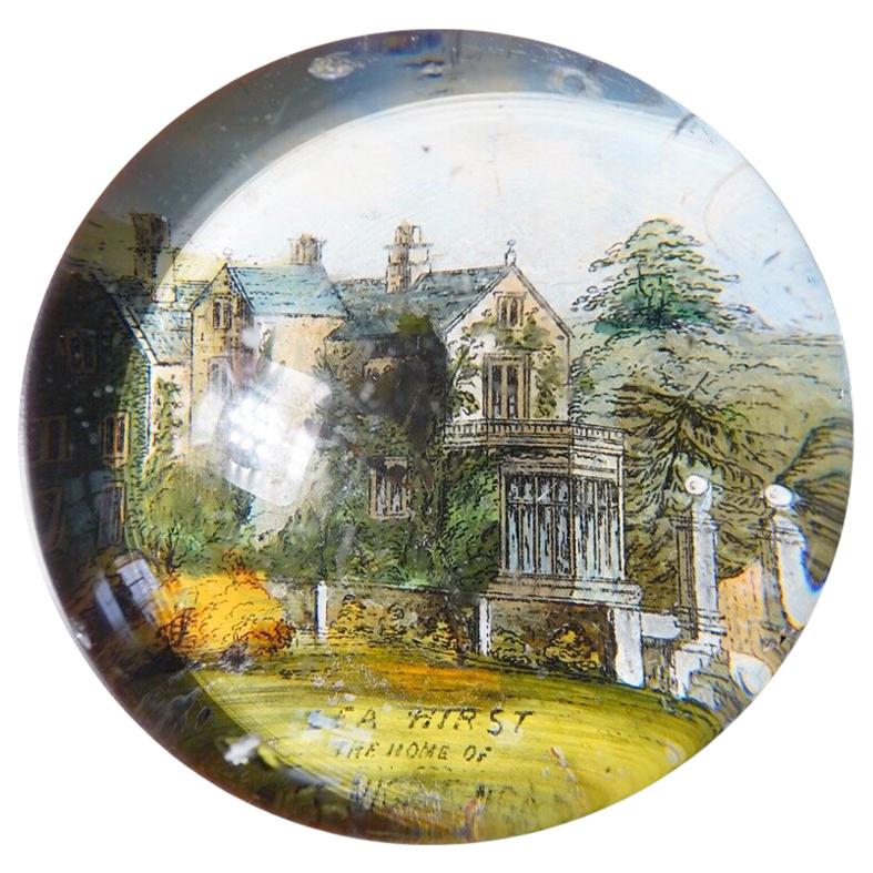 Victorian Glass Paperweight, Lea Hirst, Home of Florence Nightingale, circa 1880 For Sale