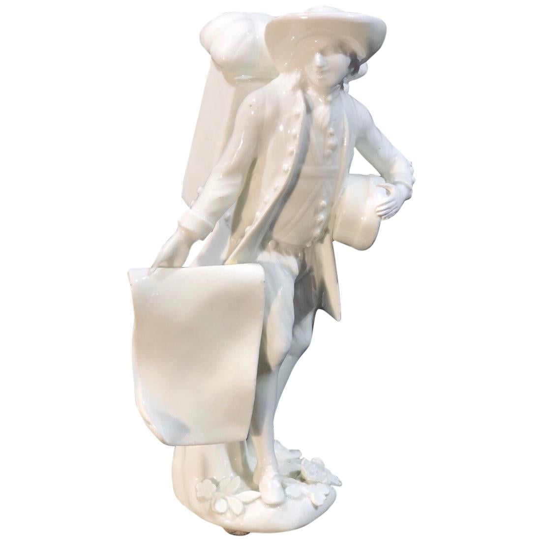 Meissen Figure of the ‘Print Seller’, in the White, circa 1750 For Sale
