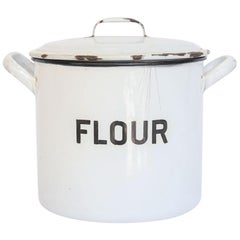 Vintage English Enamel Flour Bin