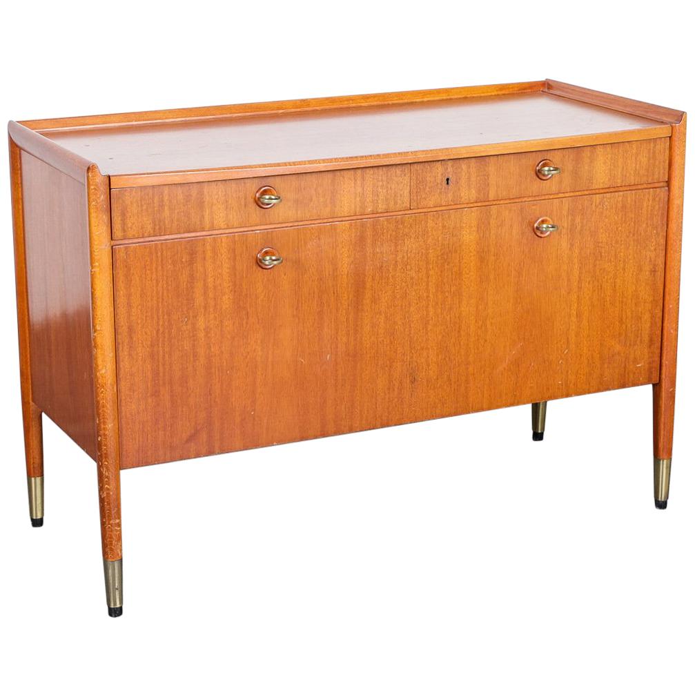 1950s Swedish Mahogany and Beech Cabinet with Drawers