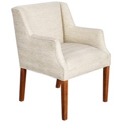 Danish Modern Side Chair on Solid Teak Legs with New Woven Crème/ Yellow Fabric