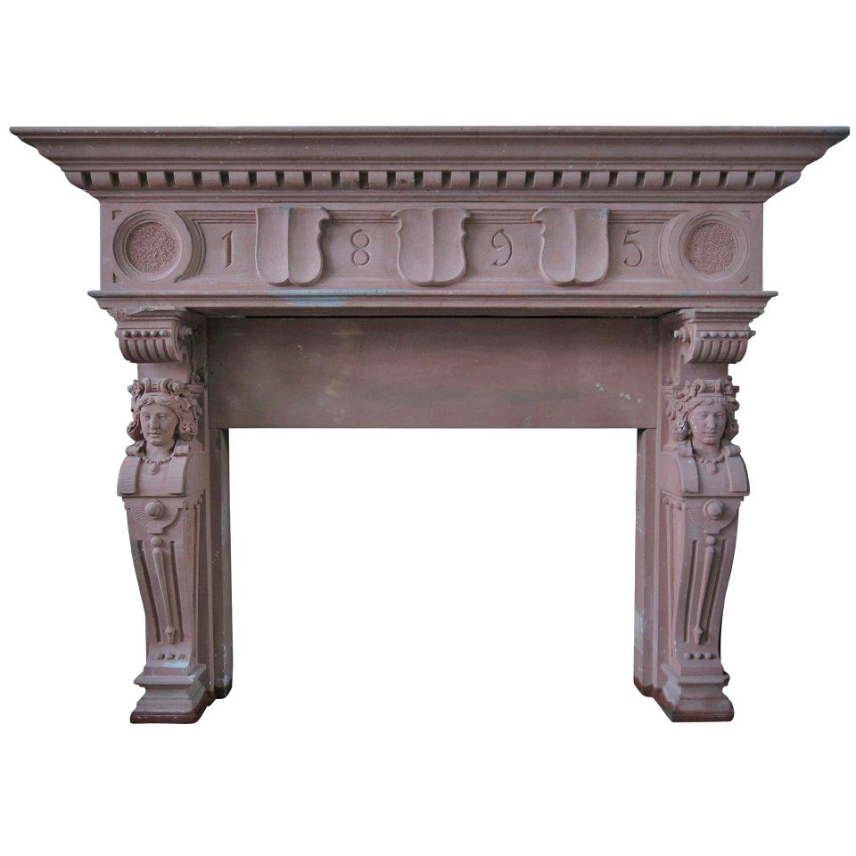 Embassy-Quality Fireplace Renaissance Caryatid Statues Dated 1895, France For Sale