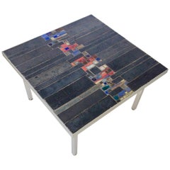 Pia Manu Signed Abstract Ceramic Coffee Table, circa 1960, Belgium