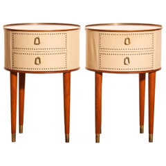 1950s, Bedside Tables in Mahogany and Brass by Halvdan Pettersson, Tibro, Sweden