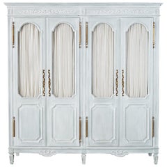 Louis XVI Gustavian Style Painted Wardrobe Armoire