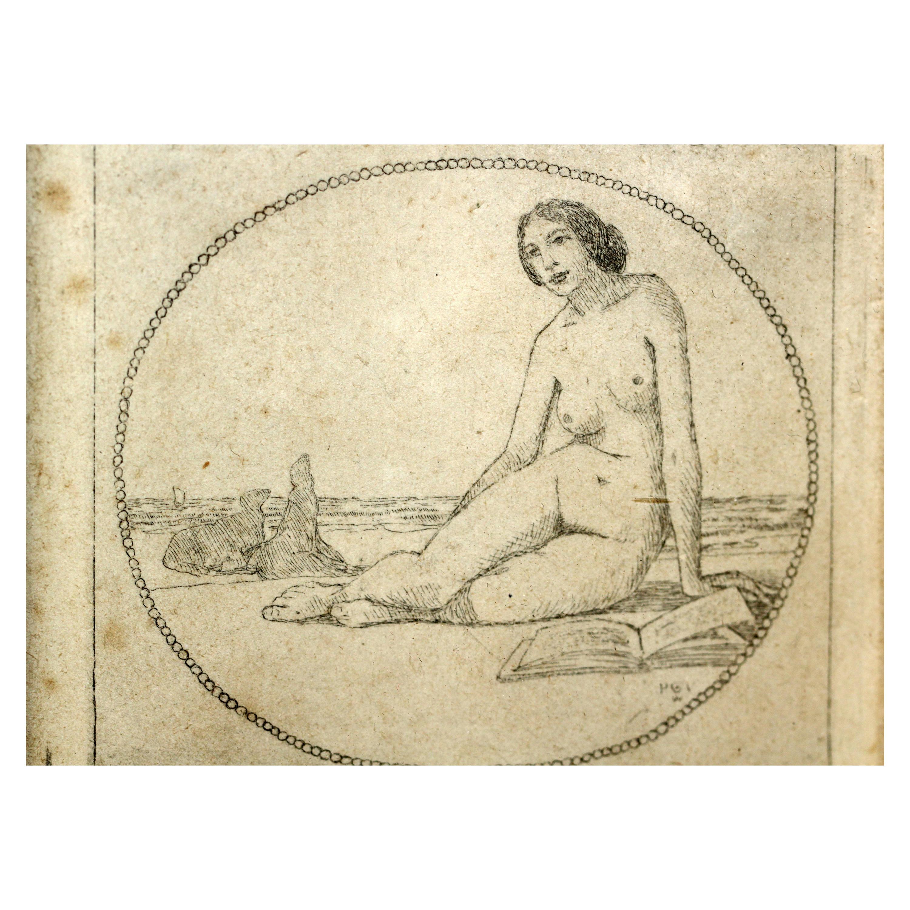 Nude Etching Drawing, by Heinrich Vogeler, circa 1900