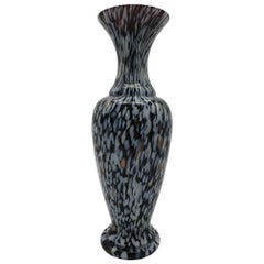 Vintage Murano Glass Vase in Black Color with White Spots by Cenedese, 1970s