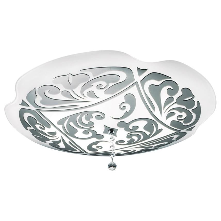 Leucos Charme P-PL 35 Flush Mount in White and Platinum by Marina Toscano For Sale