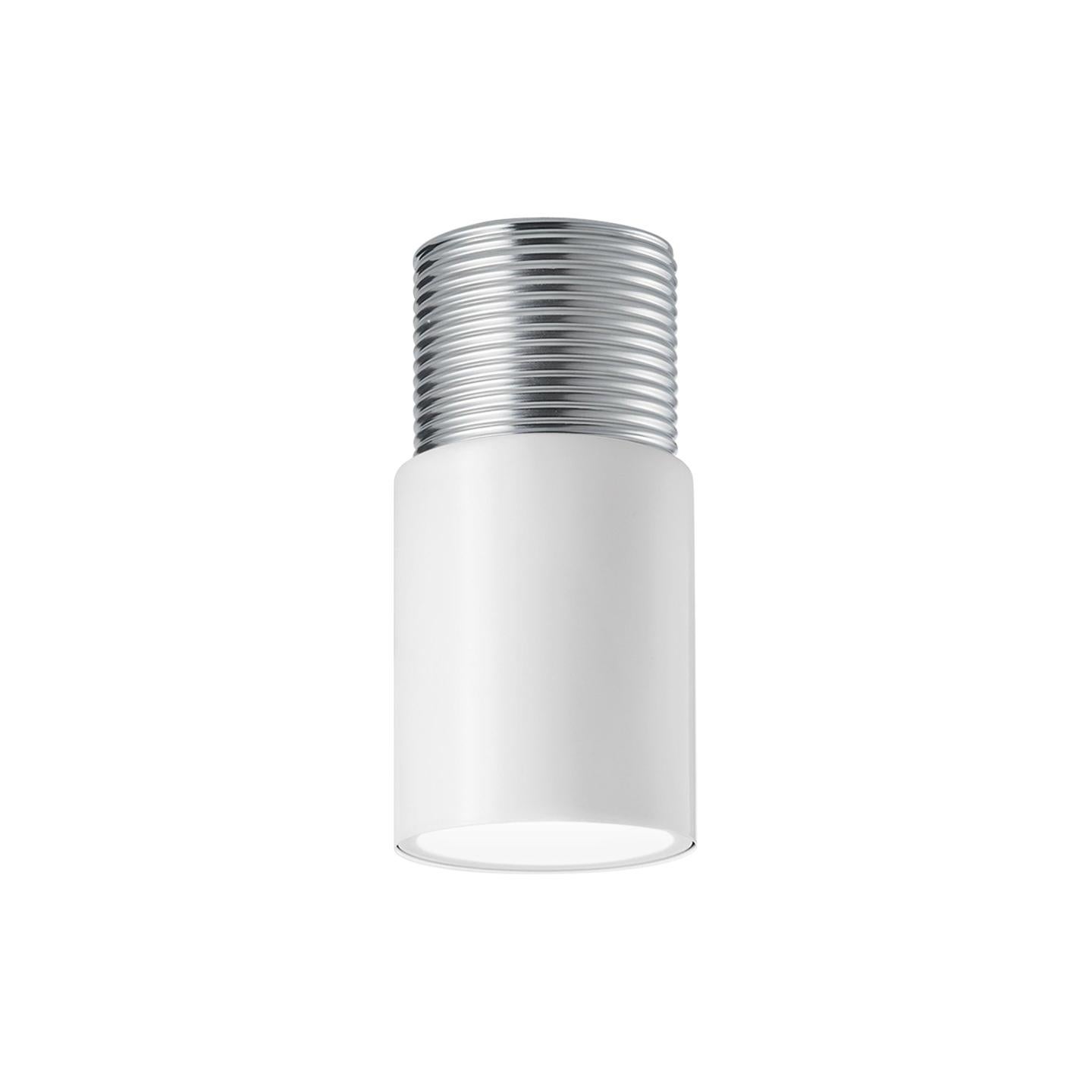 Lustre Plafonnier Leucos Reed PL 90 - Verre Cristal Soufflé - Aluminium Peint Nickel