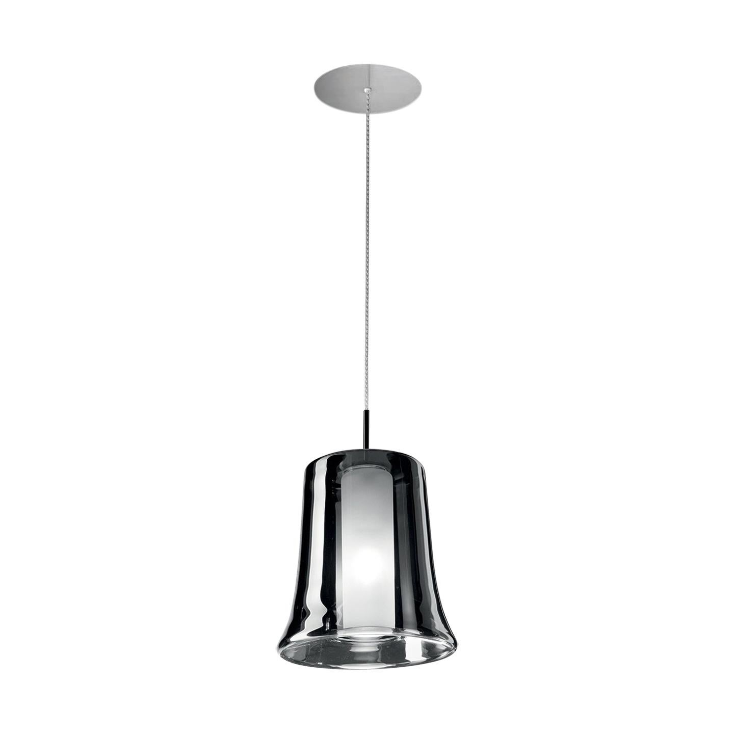 Leucos Cloche S Pendant Light in Chromed Glass and Chrome by Danilo De Rossi For Sale