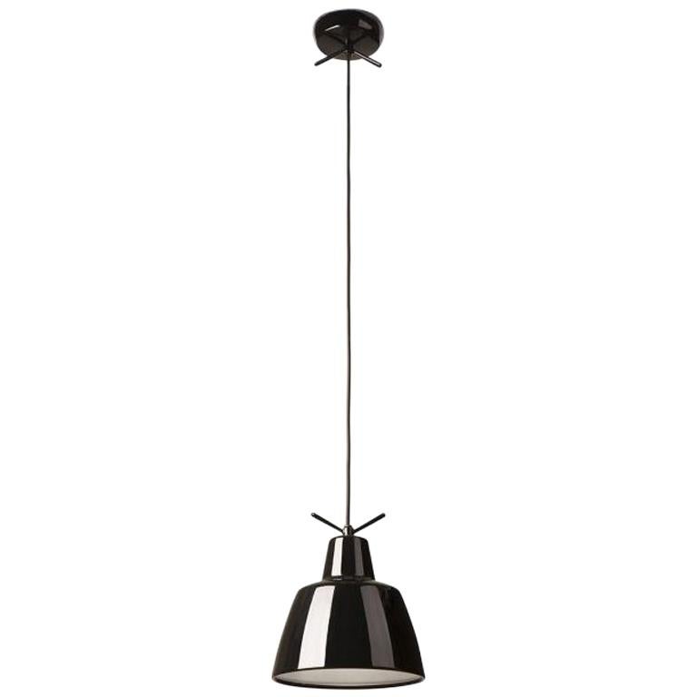 Leucos Clochef S Pendant Light in Glossy Black by Massimo Iosa Ghini For Sale