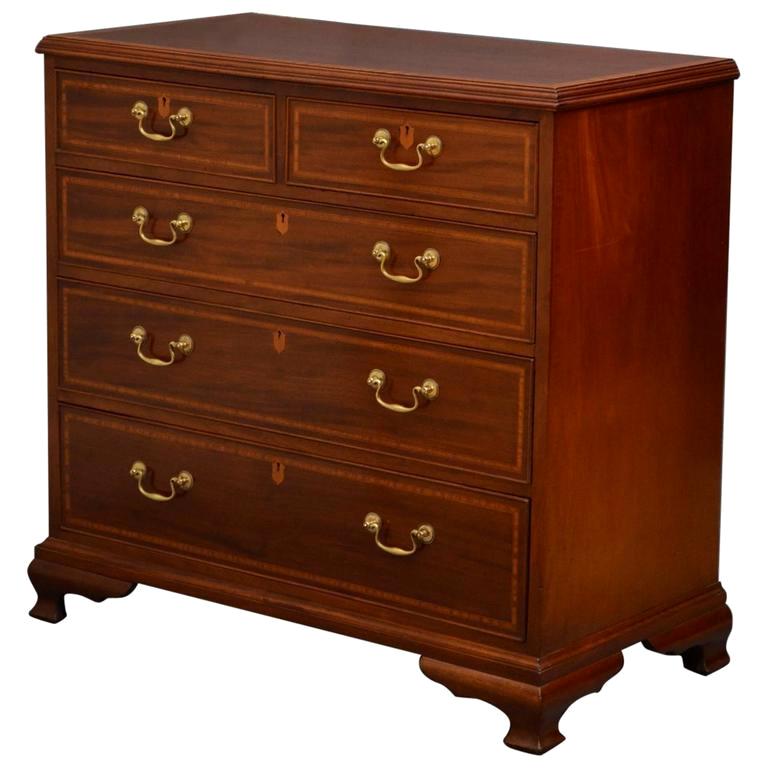 Late Victorian Mahogany and Inlaid Chest of Drawers For Sale at 1stdibs