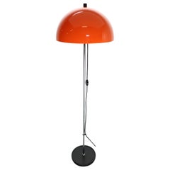 Retro Design Floor Lamp with Chrome and Orange Lampshade, 1970s
