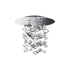 Leucos Ether S 90 LED Chandelier in Clear and Polished Steel by Patrick Jouin