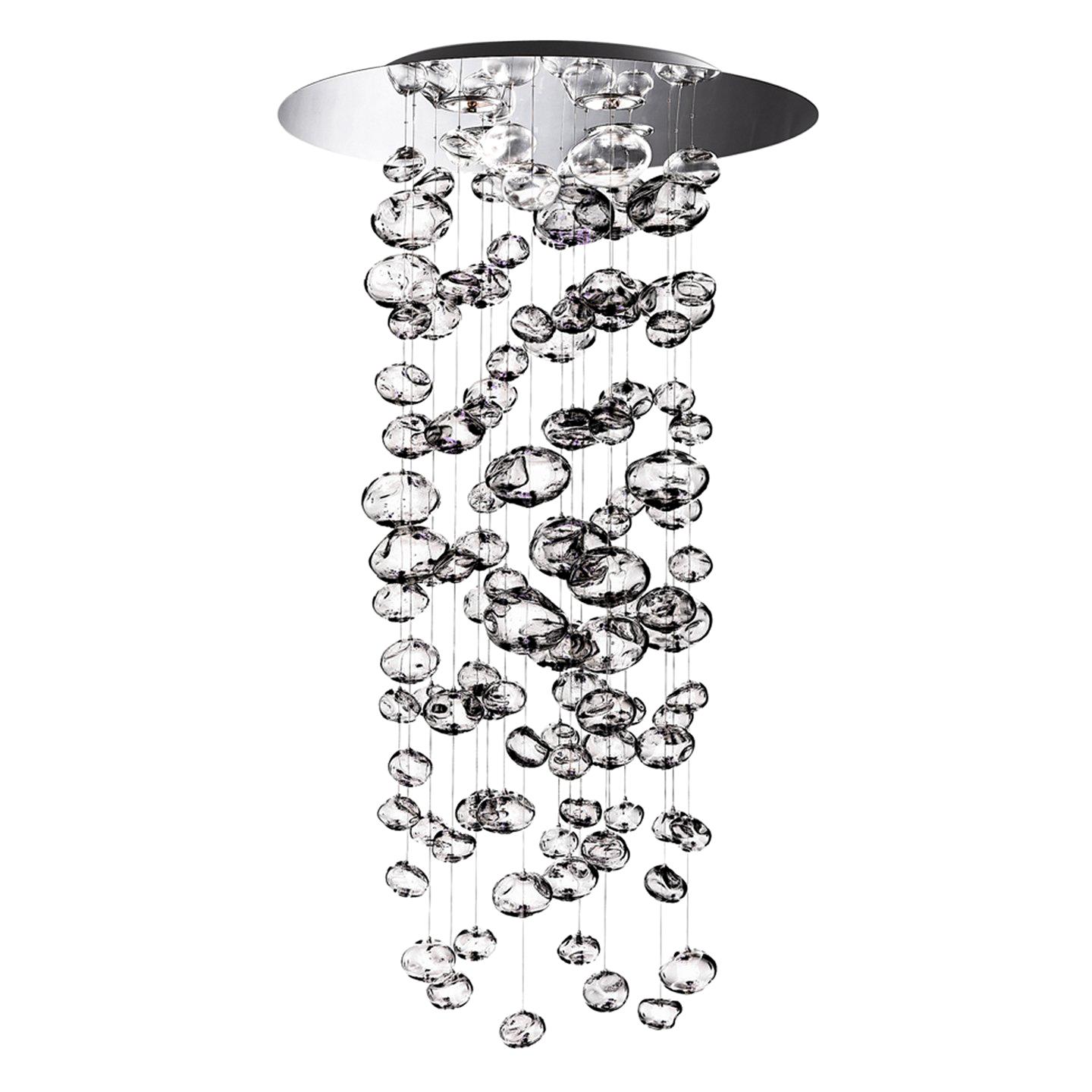 Leucos Ether S 150 Chandelier in Transparent and Polished Steel by Patrick Jouin For Sale