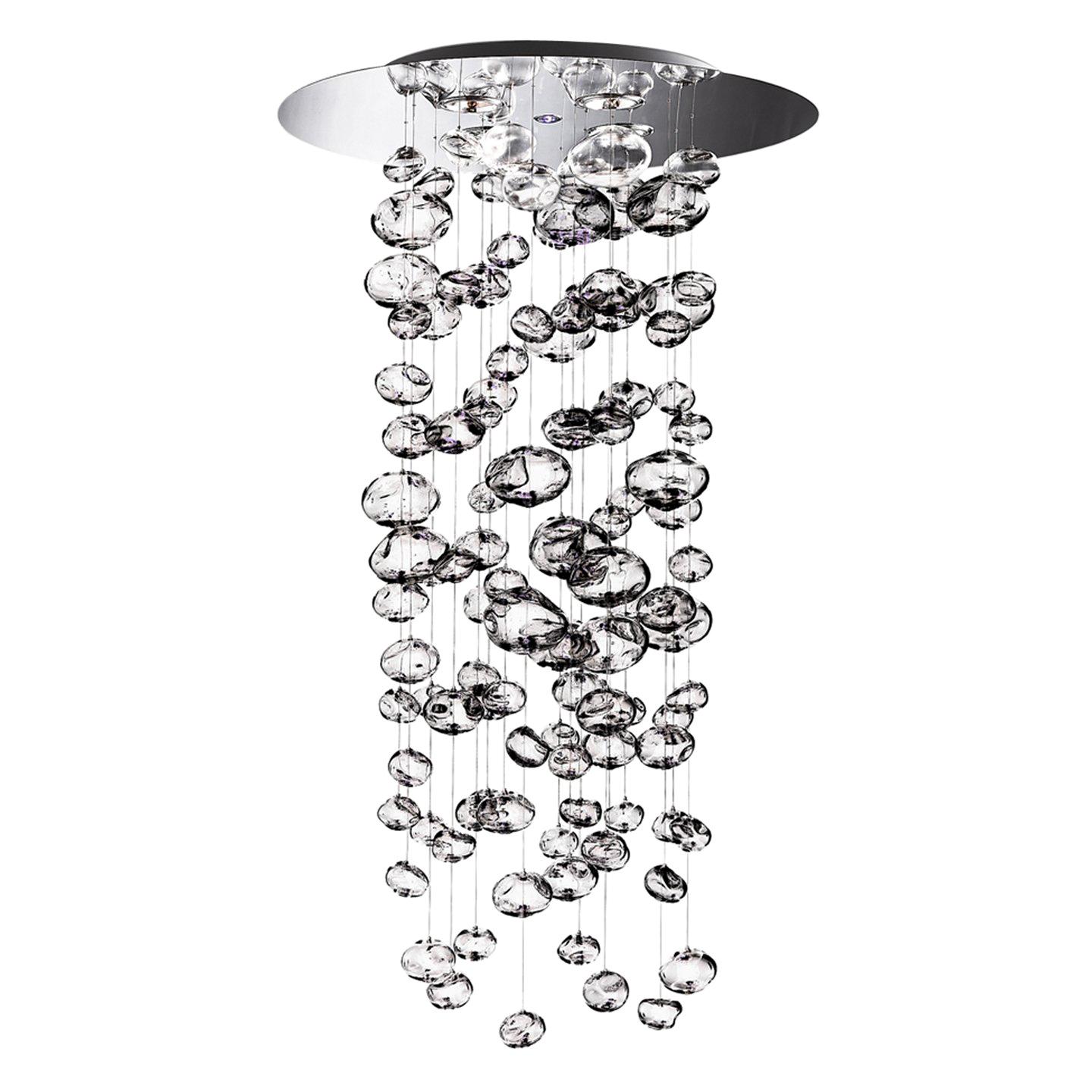 Leucos Ether S 150 LED Chandelier in Clear and Polished Steel by Patrick Jouin