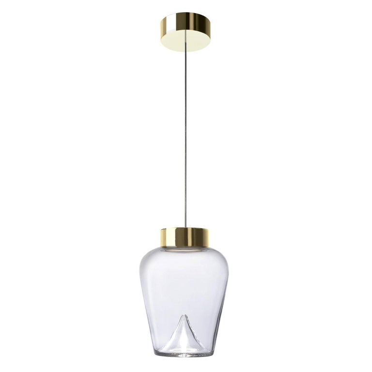 Leucos Aella Thin S Led Pendant Light in Transparent and Gold by Toso ...