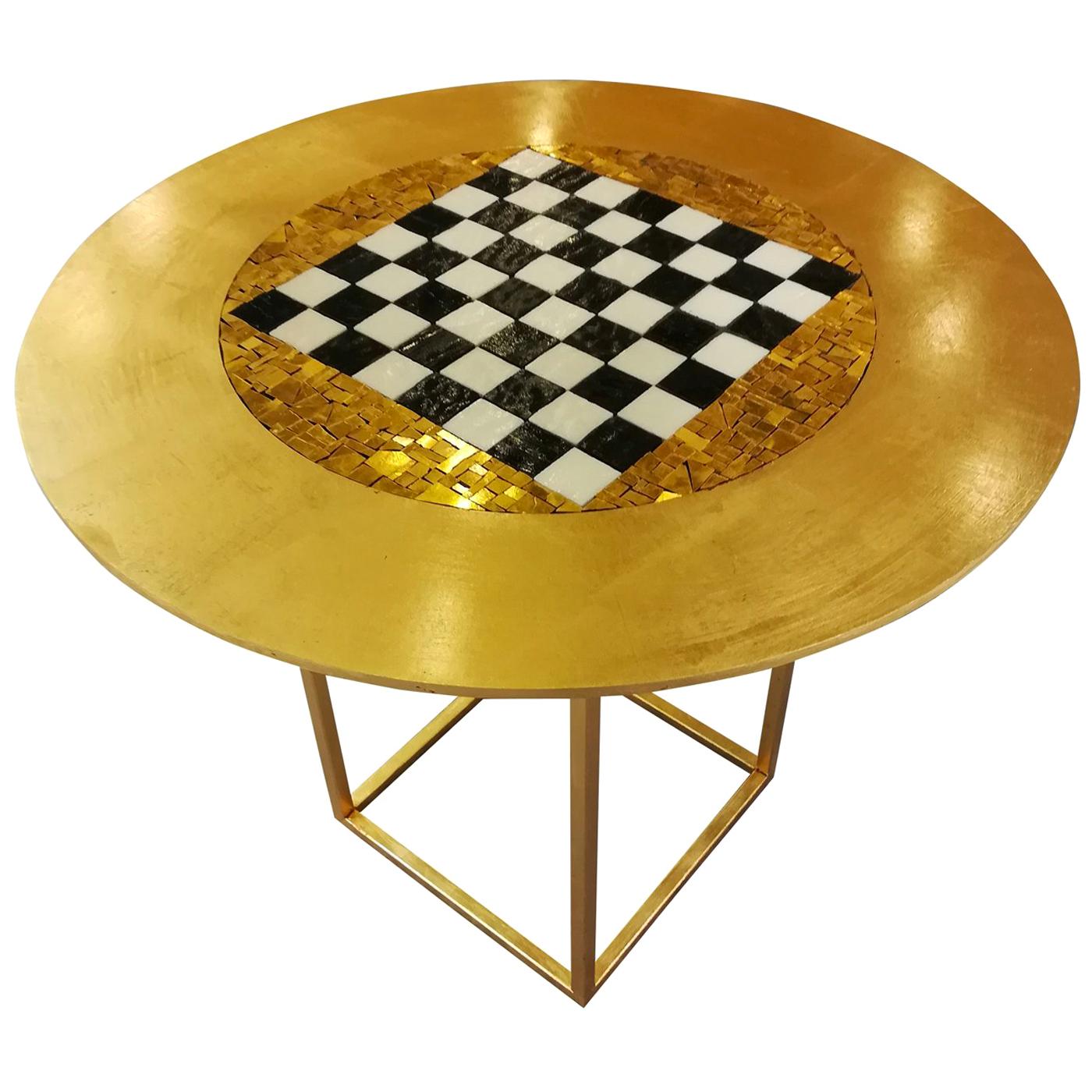 Gold Chessboard Table