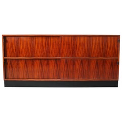 Magnificent Rosewood Sideboard by Florence Knoll for Knoll 1950s Black Leather