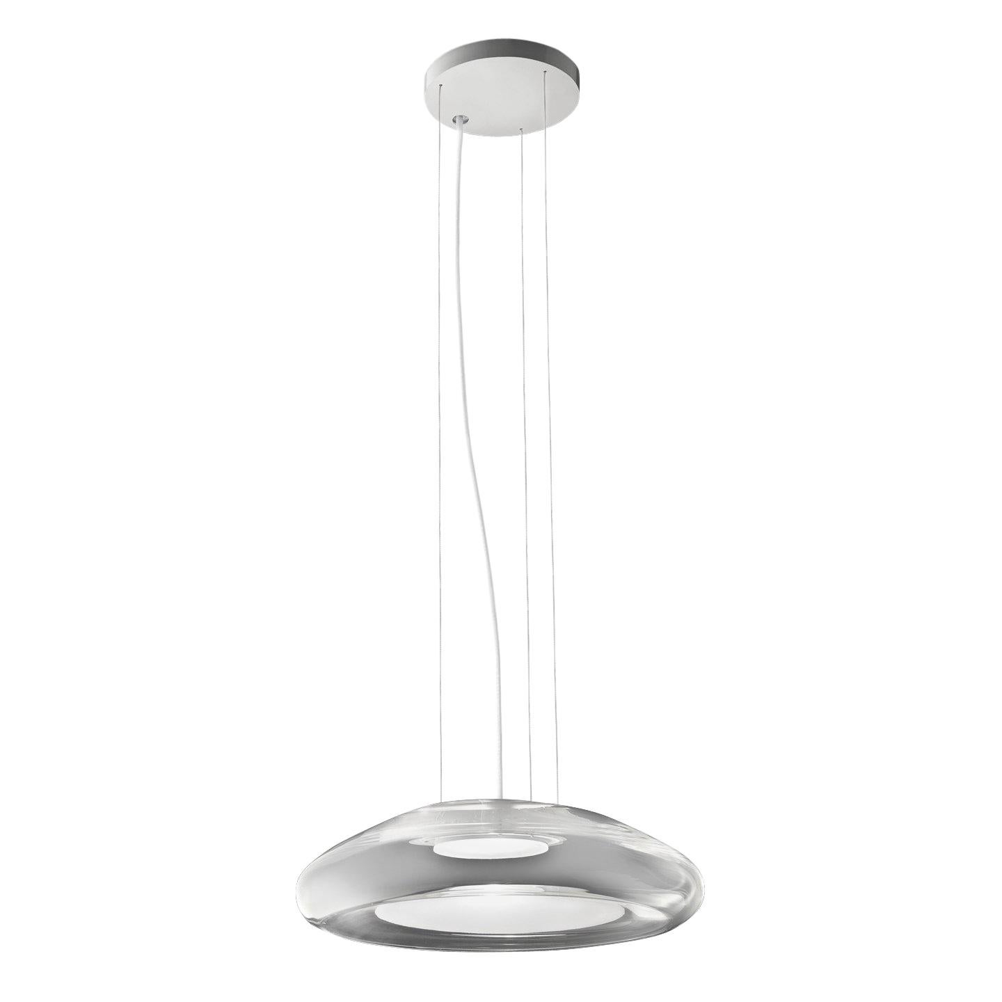 Leucos Keyra S 30 LED Pendant Light in Transparent & White by Roberto Paoli For Sale