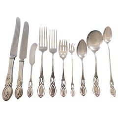 Chippendale Old by Alvin Sterling Silver Flatware Set for 12 Service 208 Pieces